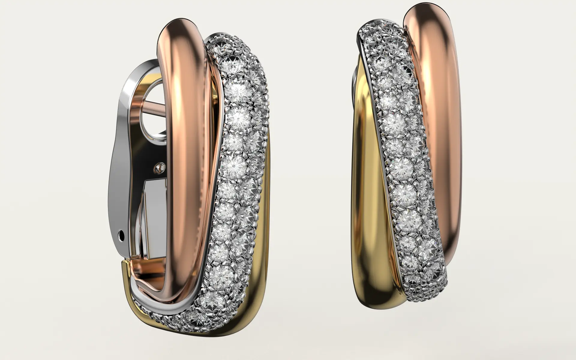 Серьги Trinity half-paved