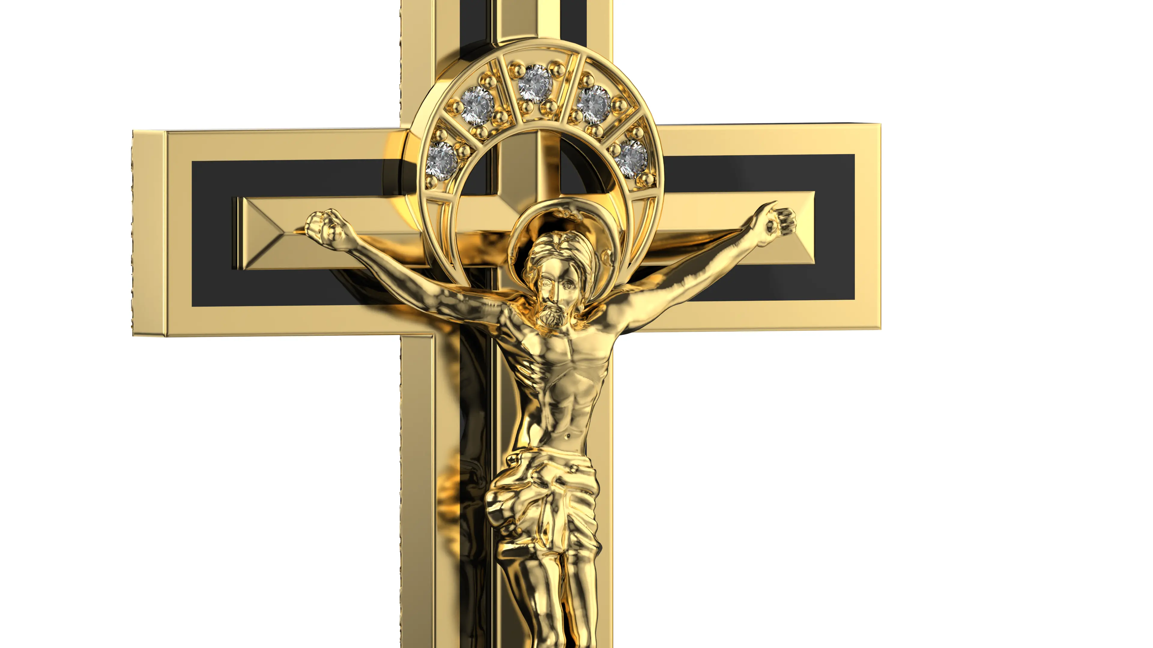 Золотой Крест с черной эмалью